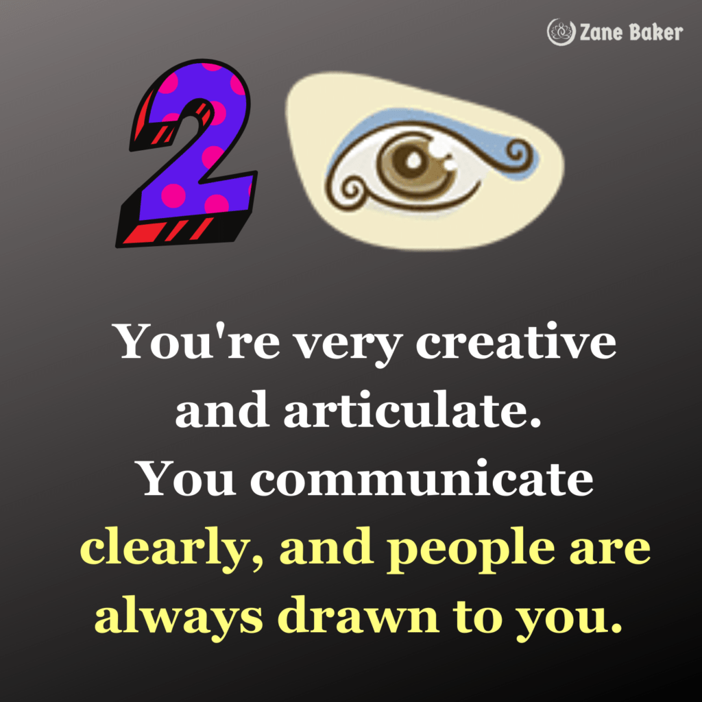 Eye # 2 character personality test reveals that you're very creative and articulate