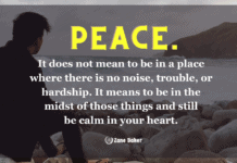8 Ways To Stay Upbeat Even When The Sky Is Falling? Peace. It does not mean to be in a place where there is no noise, trouble or hard work. It means to be in the midst of those things and still be calm in your heart. Tough times doesn't have to bring you down!