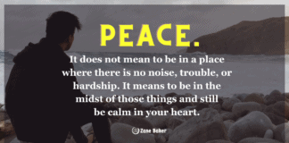 8 Ways To Stay Upbeat Even When The Sky Is Falling? Peace. It does not mean to be in a place where there is no noise, trouble or hard work. It means to be in the midst of those things and still be calm in your heart. Tough times doesn't have to bring you down!