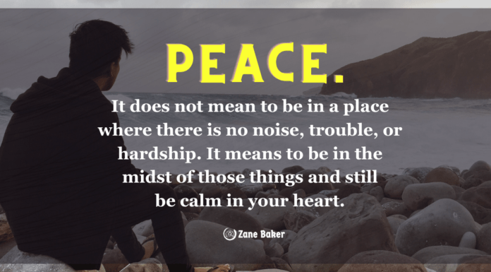 8 Ways To Stay Upbeat Even When The Sky Is Falling? Peace. It does not mean to be in a place where there is no noise, trouble or hard work. It means to be in the midst of those things and still be calm in your heart. Tough times doesn't have to bring you down!
