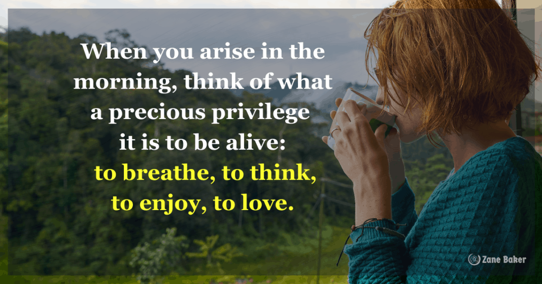 High Vibration Living: When you arise in the morning, think of what a precious privilege it is to be alive: to breathe, to think, to enjoy, to love.