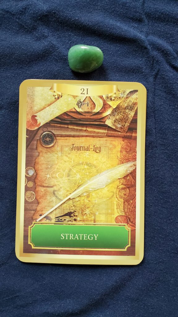 The first card in this Angel Reading for love, wealth and health is "Strategy."