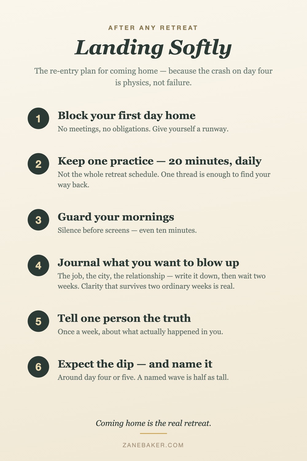 Landing Softly: the six-step re-entry plan for coming home after a meditation retreat